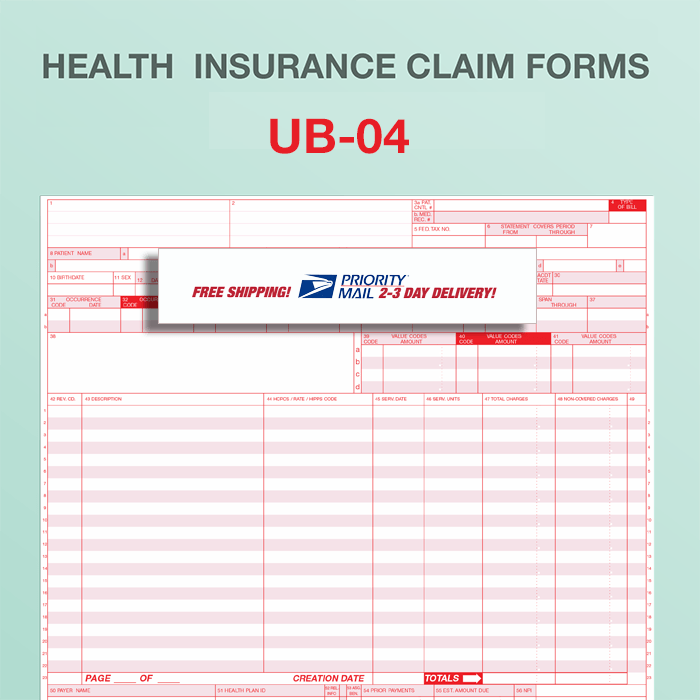 Free Printable Ub 04 Claim Form Printable Templates