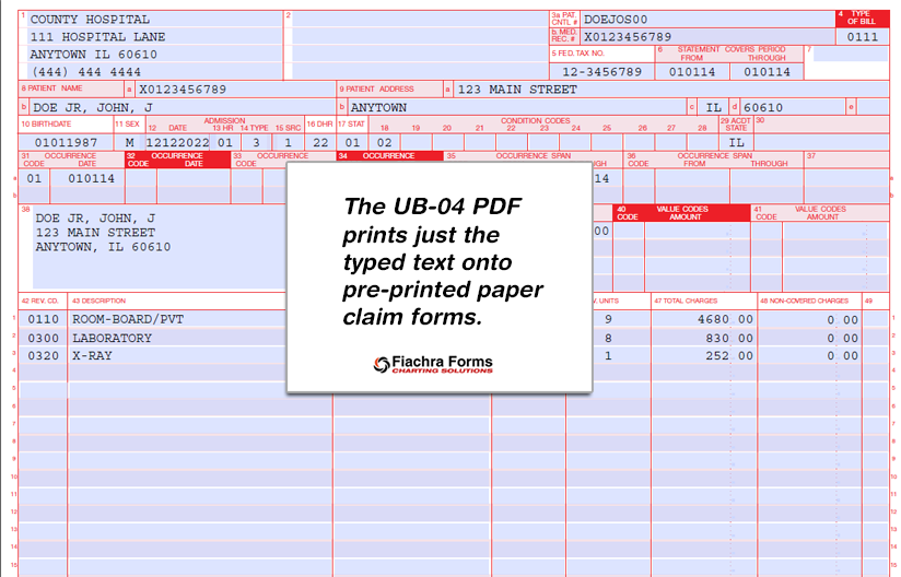 UB 04 PDF Template Fill Print Health Insurance Claim Form Fiachra Forms Charting Solutions